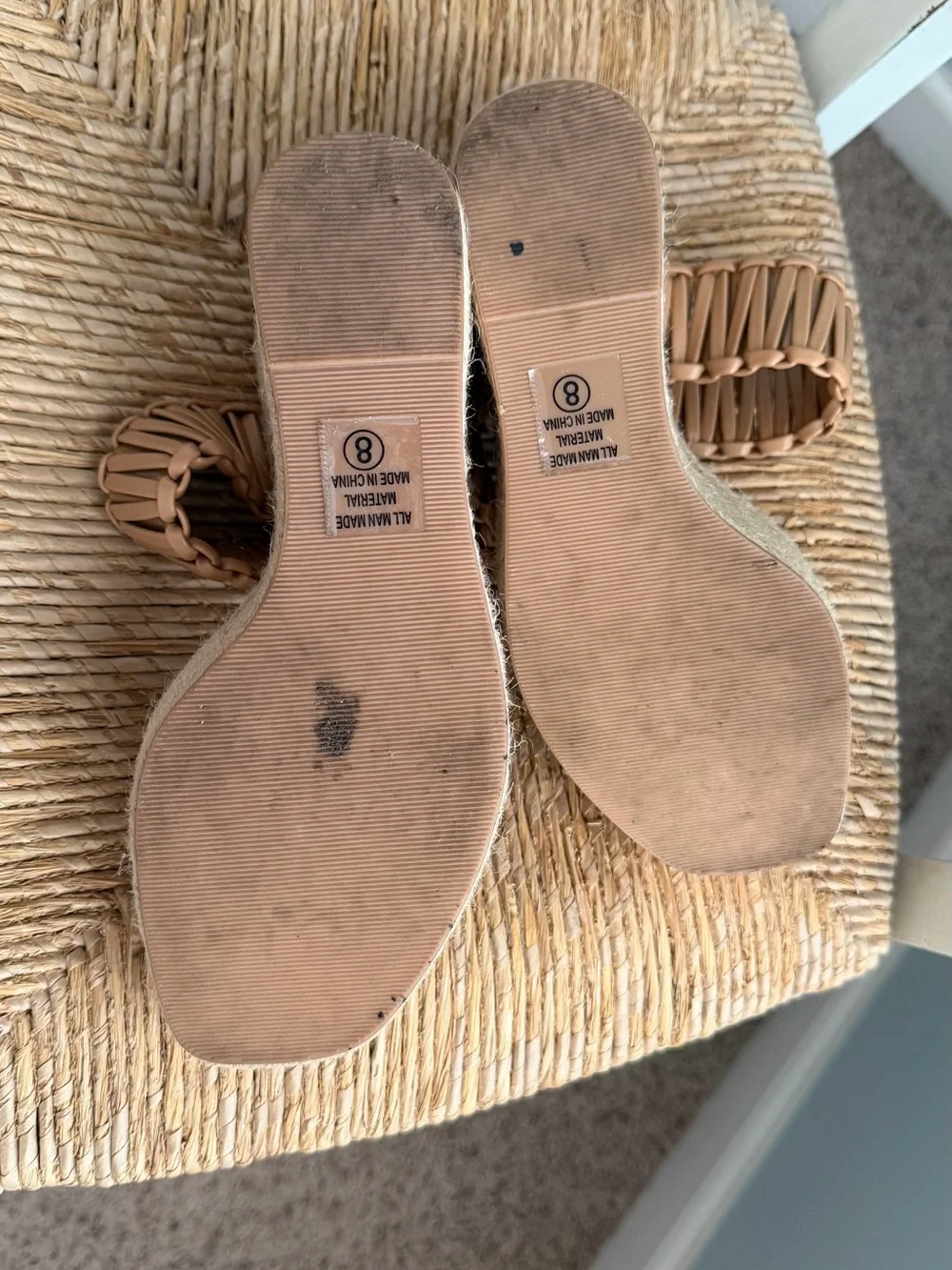 Women's Tan Wedge Sandals with Braided Strap
